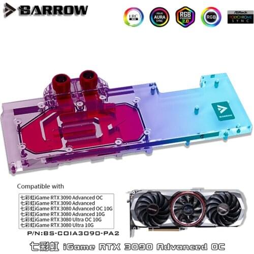 Barrow GPU Water Block For Colorful RTX 3090 Advanced / Ultra OC Full Covered VGA Radiator, 5V M/B ARGB SYNC, BS-COIA3090-PA2