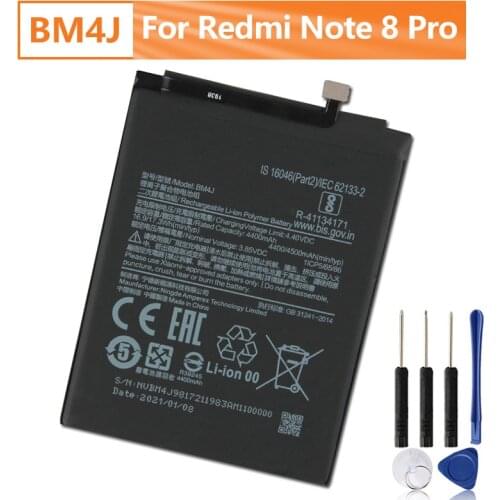 Xiao Mi Original BM4J Battery For Xiaomi Redmi Note 8 Pro Note8 Pro BM4J Genuine Replacement Phone Battery 4030mAh + Free Tools