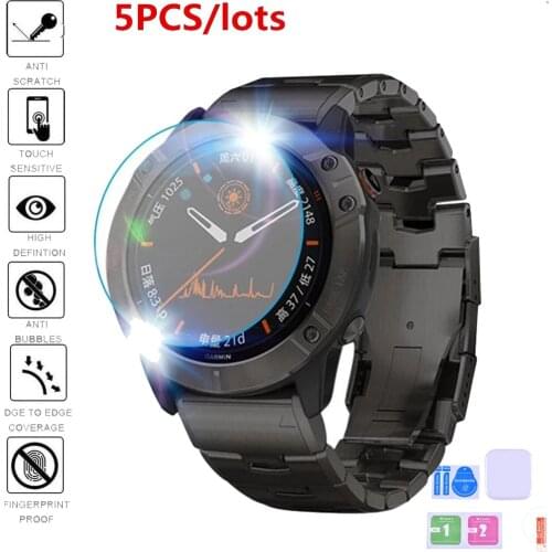5Pcs Protective For Garmin Fenix 5 5s Plus 6S 6X 6 Pro Ultra Clear Tempered Glass film Guard Premium Screen Protector Watch Film