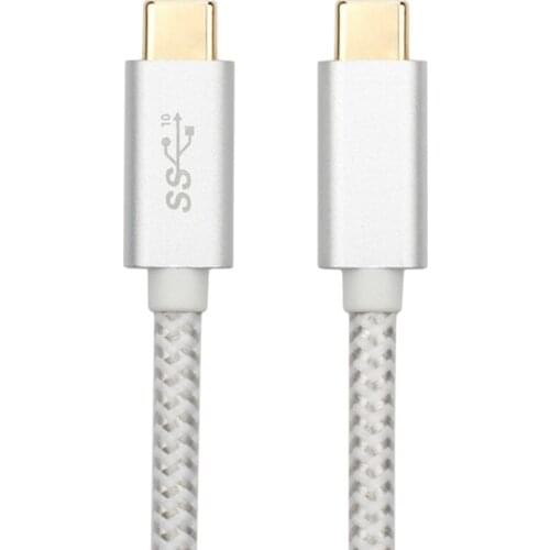2-Way USB3.1 Type-C Male-To-Male Data Cable 1 Meter Metal Shell Braided Mesh 10Gbps