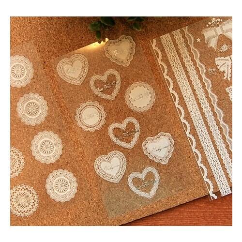30packs Creative White Lace And Transparent Gilding Style Sealing Sticker Kraft Sticker Baking DIY Stickers Free Shipping