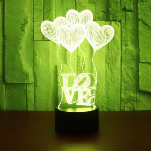 3D LED Night Lights Love Balloon with 7 Colors Light for Home Decoration Lamp Amazing Visualization Optical Illusion Awesome