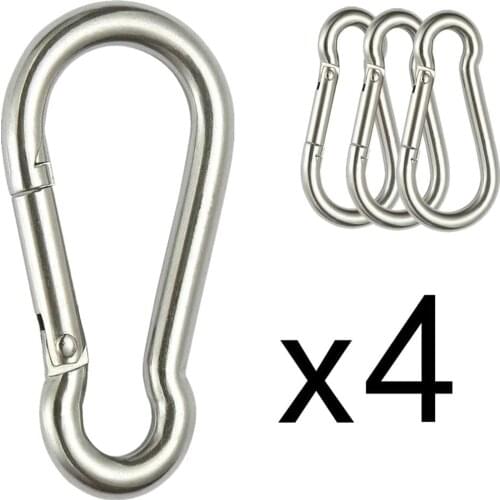 4Pcs M7 Spring Snap Quick Link Lock Carabiners Buckle 304 Stainless Steel Hooks For Climbing Hammock Swing Yoga Hanging Chair