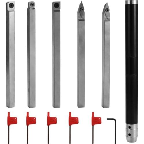 6 PCS Alloy Steel Lathe Wood Turning Tools Carbide Insert Wrench Lathe Cutter Tools Aluminum Woodworking Tool Carbide Inserts