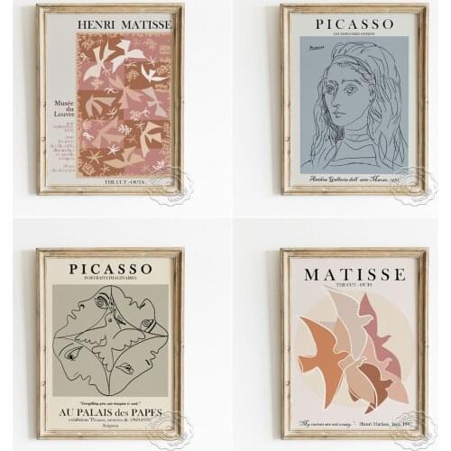 Pablo Picasso The Cut-Outs Abstract Poster, Black White Sketch Line Drawing Exhibition Art Prints, Collection Gift Home Decor