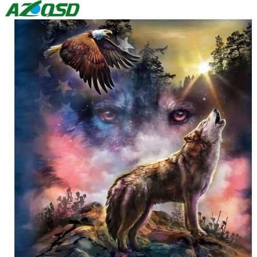 AZQSD Diamond Embroidery Wolf Eagle Mosaic Rhinestones Diamond Art Painting Animal Cross Stitch Kits Handicraft Home Decoration