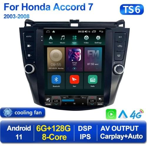 6+128G Android 11 4G LTE DVD Car radio Multimedia Player For Honda Accord 7 2003-2008 autoradio 2 din android GPS Navigation