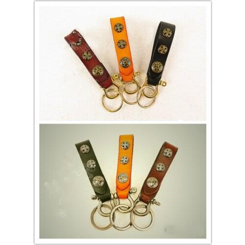 Retro Locomotive Style Pure Handmade Leather Key Chain Key Ring Black Brown Brown Brown