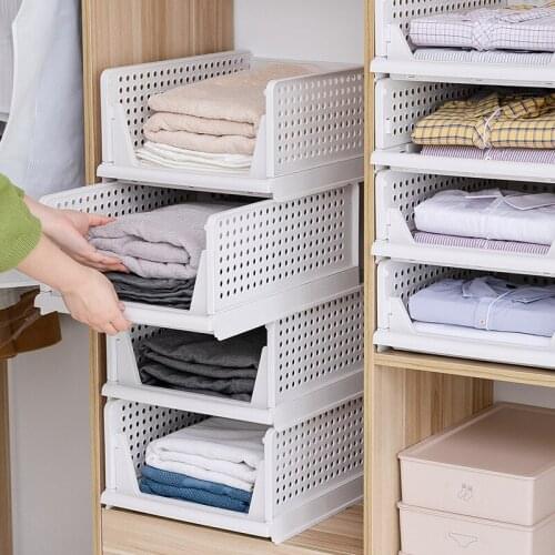Drawertype Foldable Cabinet Layered Wardrobe Partition Storage Rack Stackable Closetorganizer Interspace Shelf Clothes Organizer
