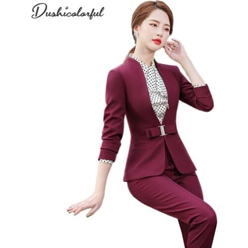 Женские осенние брючные костюмы Dushicolorful China At AliExpress