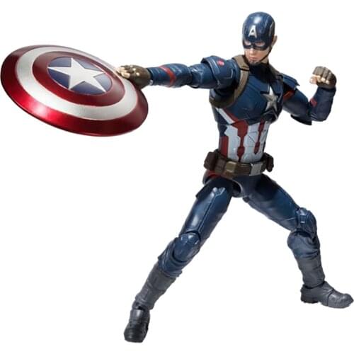 Disney Anime Action Figure Marvel Legand Captain SHF America Figma Avengers Model 15cm PVC Movable Joints Toys For Children