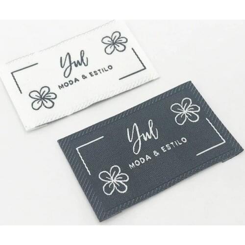 Custom End Fold Woven Weave Labels for Clothing Own Logo Sewing Label with Soft Edge Fabric Tags for Shoes Customized Price Tag