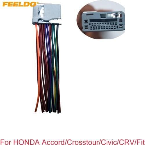 FEELDO 10Pcs Car Audio Stereo Wiring Harness For HONDA Accord/Crosstour/Civic/CRV/Odyssey/Pilot/Ridgeline Pluging Into Radio CD