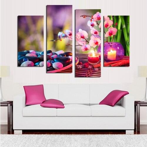 Flower And Beauty Candlelight Painting 4 Panels Modern Painting On Canvas Wall Art Gift ,Top Home Decoration Unframed