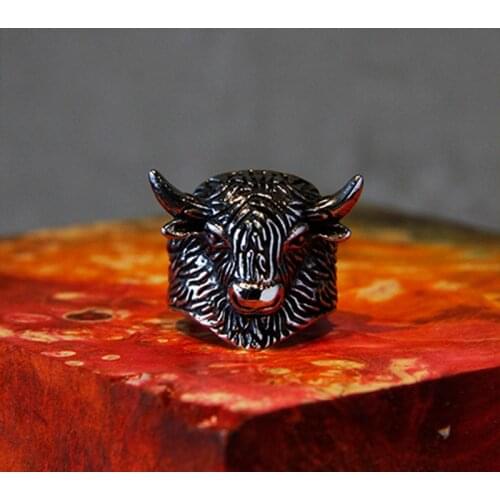 Wholesale Adjustable American bison Ring yak buffalo wild ox Jewelry Free Size Cattle jewelry free ship--12pcs/Lot