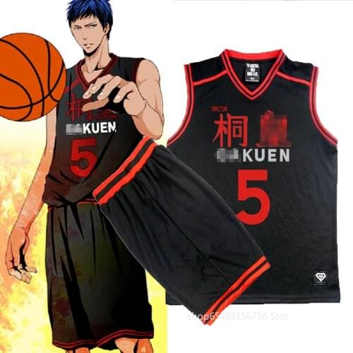 Anime Kuroko no Basket Basuke Cosplay Costume GAKUEN School Uniform Aomine Daiki Basketball Jersey Sportswear T Shirt Shorts Set
