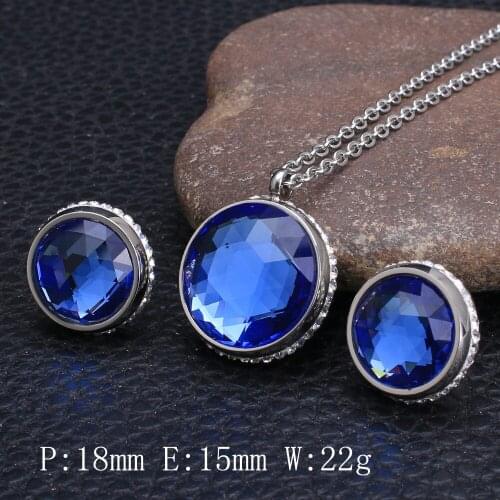Round Style stainless steel Pendant Necklace Earrings sets for Women And Girl SBJZCACA