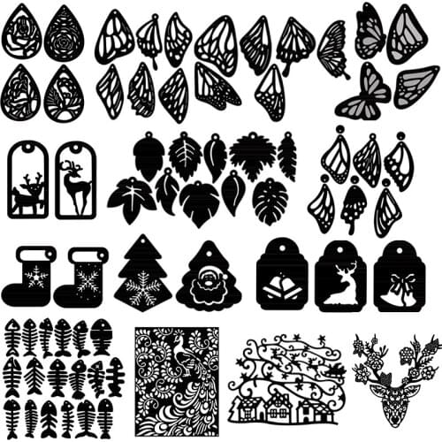 Butterfly Wings Christmas Stocking Trees Elks Fish Bones Peacock Plate Cutting Dies For DIY Scrarpbooking Cards Crafts 2021 New