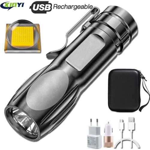 USB Rechargeable Mini LED Flashlight Super bright Torch ABS Lightweight Material Suitable for Adventure, Camping, Riding, Hiking