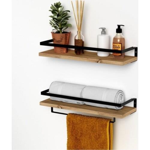 Metal Framed Spice Multi-Purpose Bathroom And Kitchen Wall Rack Walnut Salt Shaker Pepper Design