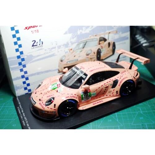 SPARK 1/18 2018 Le Mans GT Diecast Metal Car model PorscheDAL 911 RSR #92 Pink Alloy car model toy With Original Box