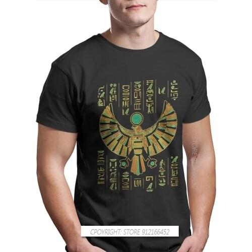Horus Falcon Print Cotton Fashion T Shirts Egyptian Mythology Ancient Egypt Gods Atum Osiris Men Streetwear