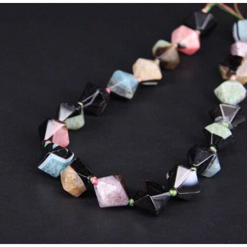 15.5"/strand Black&Rainbow Natural Agates Drusy Faceted Nugget Pendant Beads,Mixtz Raw Geode Gems Loose Beads Jewelry Making