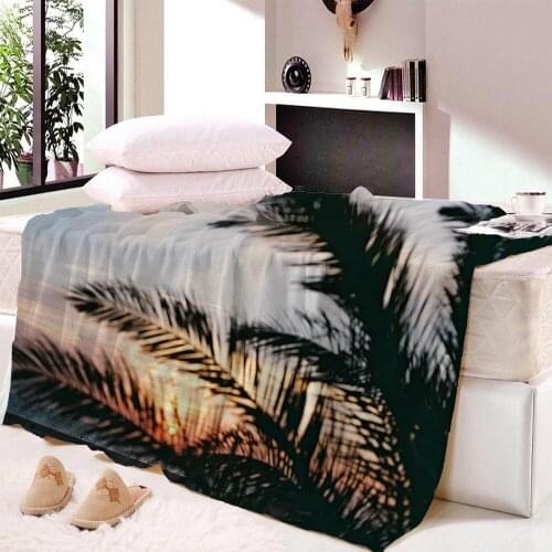 Custom Green Plant Leaves Nap Blanket Super Soft For Autumn Modern Line Art Sherpa Bedspread Throw Travel Dropship