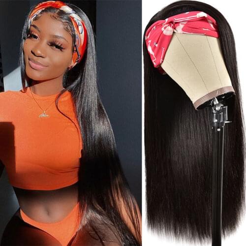 Laritaiya Headband Wigs Peruvian Straight Hair Wigs For Black Women 100% Unprocessed Human Virgin Hair Wig With Headband