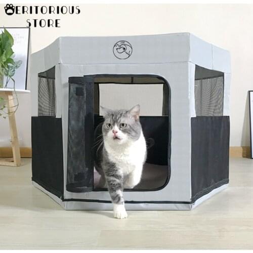 Portable Folding Pet Tent Dog House Octagonal Cage For Cat Tent Playpen Puppy Kennel Easy Operation Fence Outdoor Big Dogs House