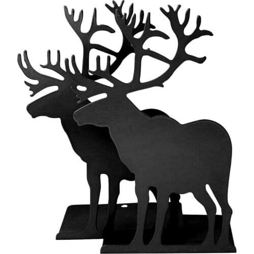 1Pair=2pcs Elk Design Book Stand Exquisite Bookends Frame Iron Book Stand Creative Bookends Stationery For Home Library