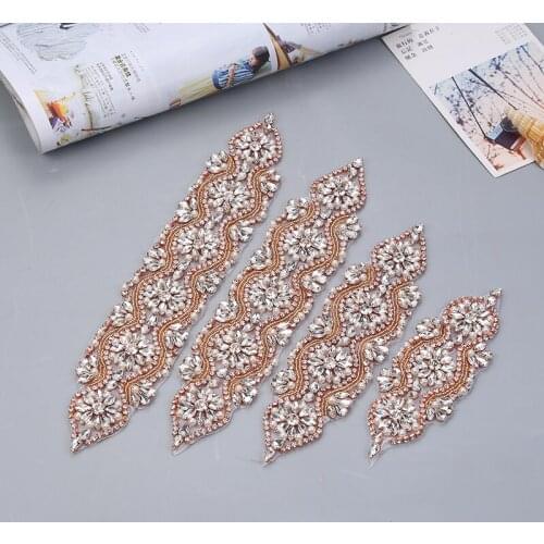 Clear Rhinestones Appliques For Wedding Dresses Belt Different Size Sets Rose Gold Crystal Rhinestones Sewing On Bridal Sashes
