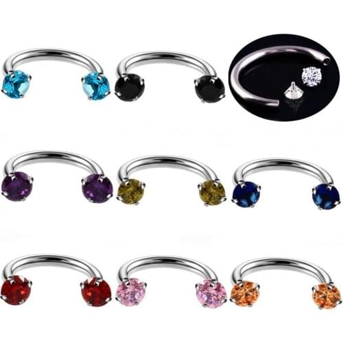 4pcs/lot 16G Steel Ear Septum Piercings Earring Nose Ring Gem Eyebrow Jewelry Helix Tragus Labret Rings Piercings Body Jewelry