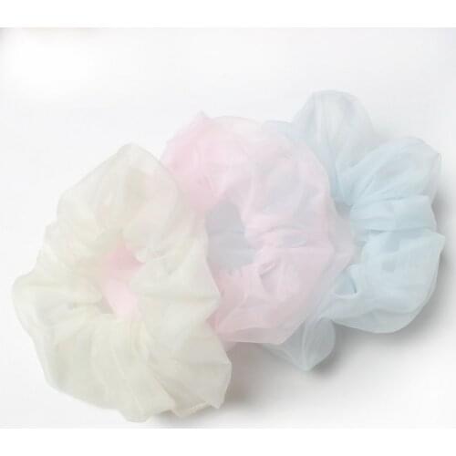 Organza Chiffon Solid Color Big Hair Scrunchies for Women Girl Solid Hair Gums Elastic Rubber Bands Vintage Bohemian Hair Ties