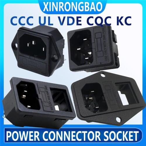 Standard Grounding lock screw c14 female 4.8mm terminal ac power socket receptacle 15A 125VACCan bring fuse and power switch 10A