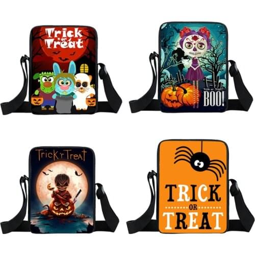 Halloween Pumpkin Trick Or Treat Messenger Bag Boys Girls Candy Sacks mini Bag Spirit Spider cute Crossbody Bag