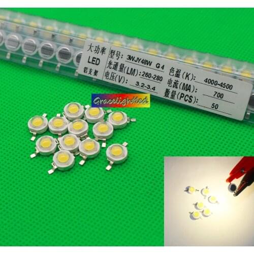 10pcs 1W 3W High Powre LED Bead Neutral White 4000-4500K LED Chip Emitter for light diy free shipping