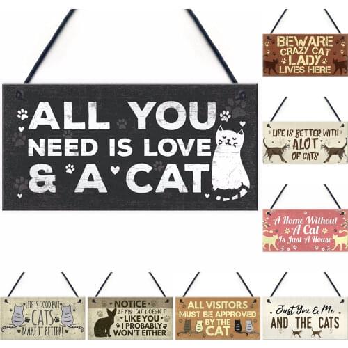 1PC Cat Plaques Wooden Animal Printed Hanging Sign For Window Door Wall Decor Home Garden Yard Wood Plaques Christmas Decoration