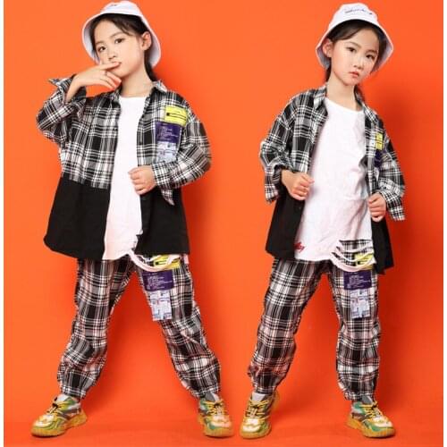Hip Hop Dance Costumes for Girls Boys Jazz Ballroom Dance Clothes Kids Hiphop Dancewear Performance Outfits Stage Costumes LJ