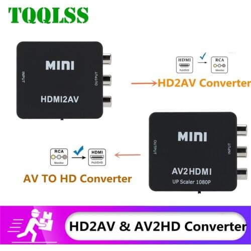 TQQLSS AV TO HDMI-compatible Converter AV TO HD-MI Converter Adapter Mini Composite CVBS To HD AV2HD Audio Converter AV2HD