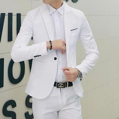 Spring Custom Fashion High Quality White Suits For Wedding Dress Best Man Suit Slim Fit Dinner Beach Party Sets (Jacket + Pants)