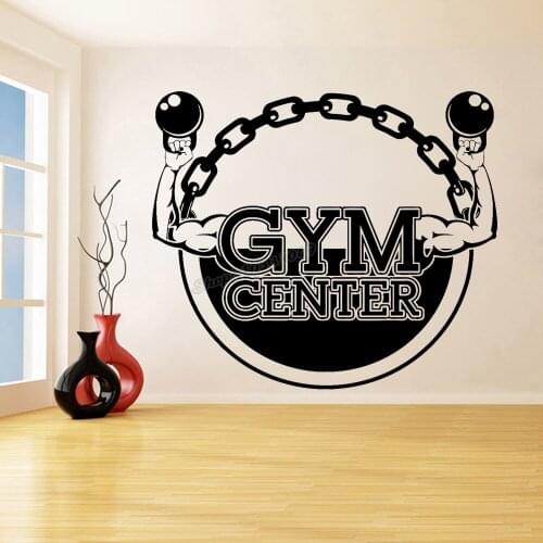 Vinyl Wall Decal Gym Center Bodybuilding Fitness Sport Wall Stickers Mural Gym Decoration Accessoties Removable Wallpaper B473