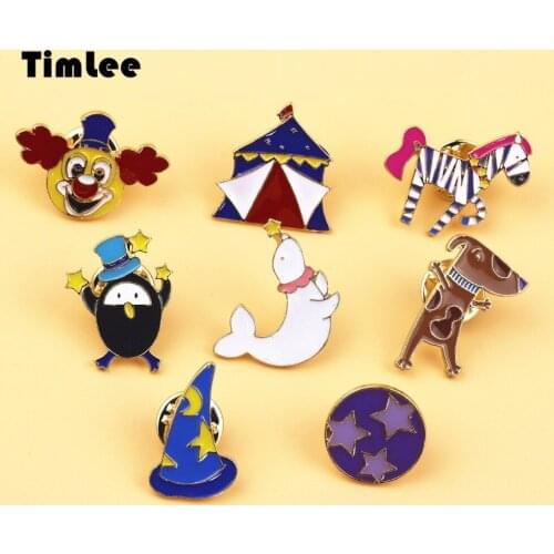 X207 Free Shipping Cute The Clown Zebra Magic Hat Dolphins Start Alloy animal Brooch Pins,Fashion Jewelry Wholesale Nice Gift
