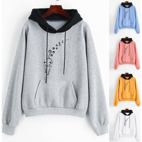 Plus Size Hoodies Womens Fashion Casual Print Hooded Sweatshirt Loose Sports Sweatshirt Tops Pullover Sudaderas Con Capucha
