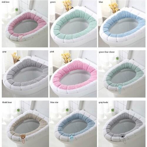 Winter Warmer Toilet Seat O-shape Mat Toilet Soft Cushion With Handle Acrylic Fibres Washable Thickening Bathroom Accessories