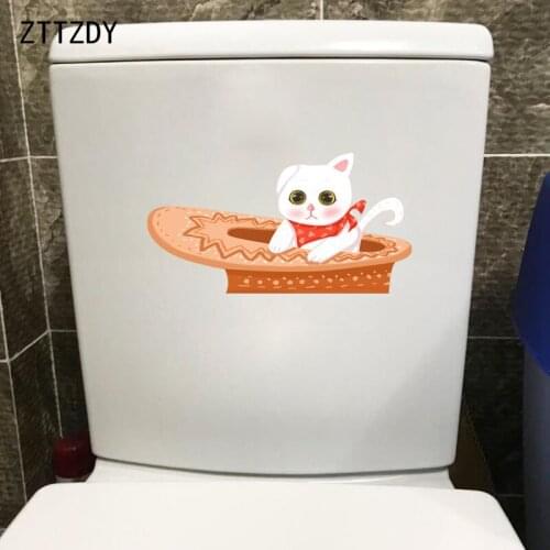 ZTTZDY 23.8*12.7CM Cat Wall Decal Animal Toilet Sticker BedRoom Home Decoration T3-0398