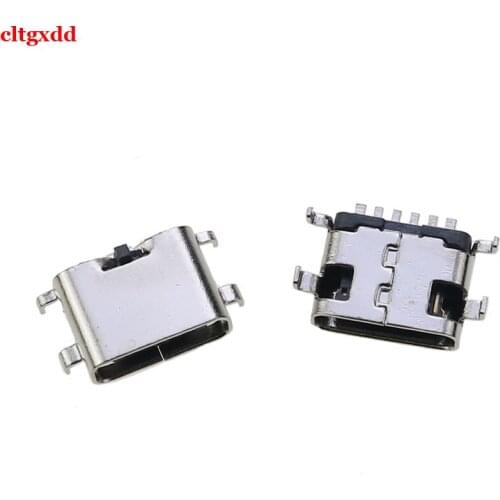 1PCS USB-3.1 SMT USB micro connector Type C horizontal middle mounting 6P female 1.5 mm through plate 0.8 mm for charger adapter