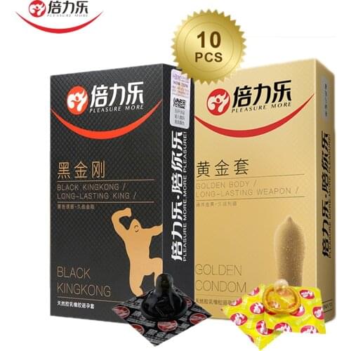 10Pcs Long Lasting Golden/Black Condoms Delay Ejaculation Condom Thermal Lubricat Penis Sleeves Adult Sex Products Intimate Good