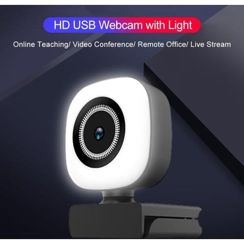 1080P/2K/4K Webcam USB Plug and Play with Built-in Microphone Light for Live Stream Video Call Video Conference Online Teaching