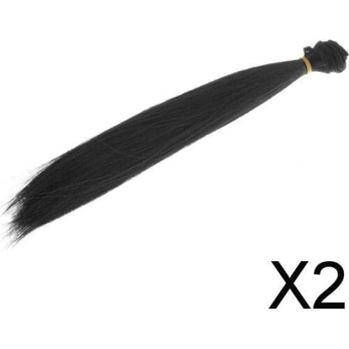 2xBJD Doll DIY Hair Bulk Wigs for Doll Hairpiece Making Supplies Black